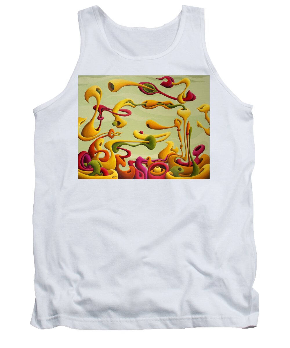 Abstract Tank Top featuring the painting Relearning Gravitational Resistance by Amy Ferrari