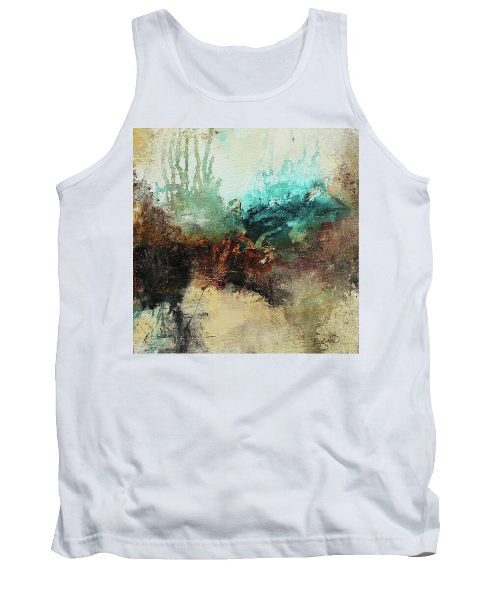 Brown And Blue Abstract Painting Tank Top featuring the painting Rich Earth Tones Abstract Not for the Faint of Heart by Patricia Lintner
