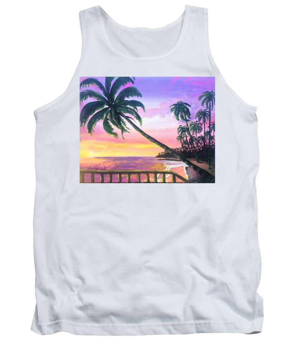 Palm Tank Top featuring the painting River Road Sunrise by Dawn Harrell