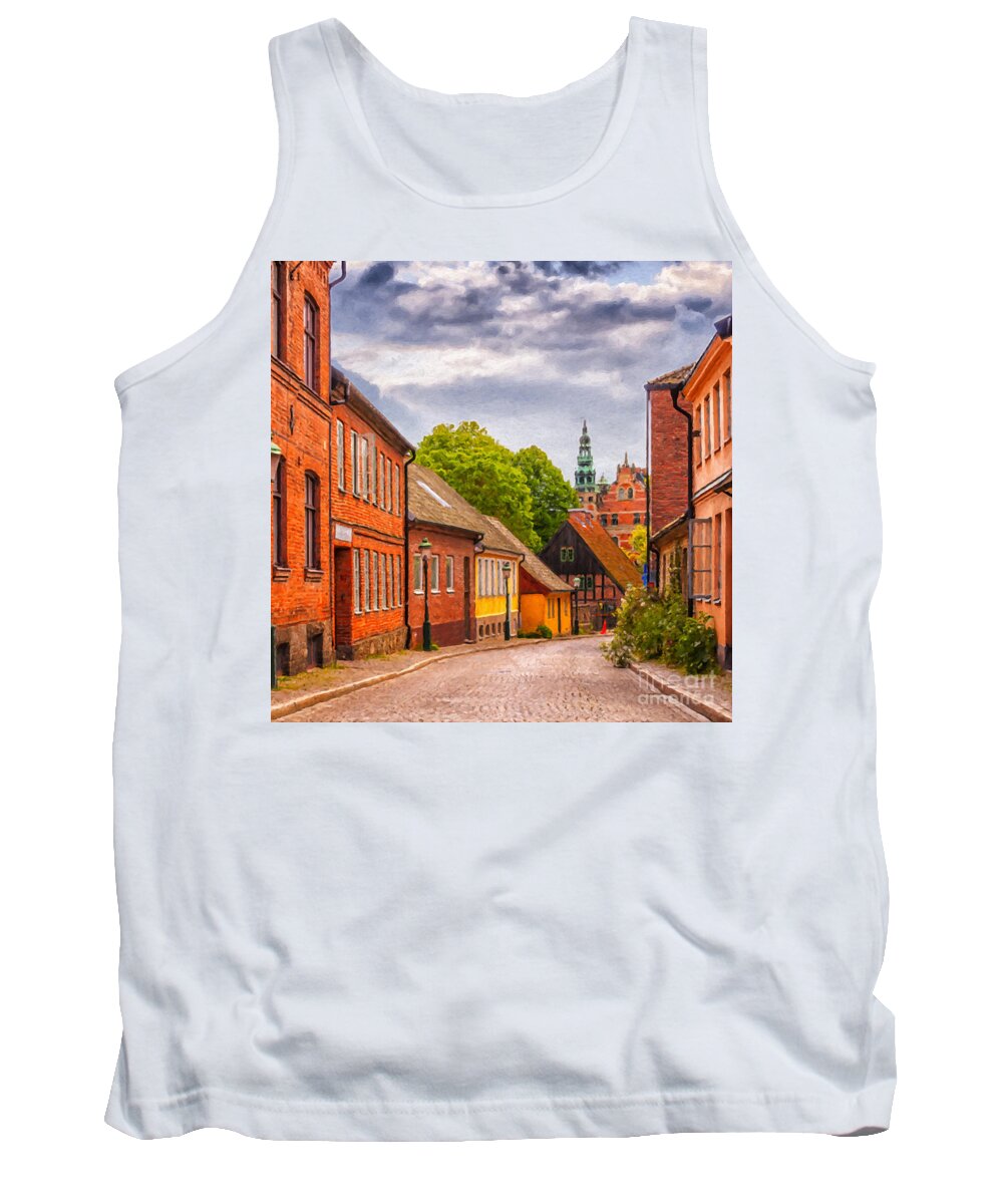 Digital Tank Top featuring the painting Roads of lund Digital Painting by Antony McAulay