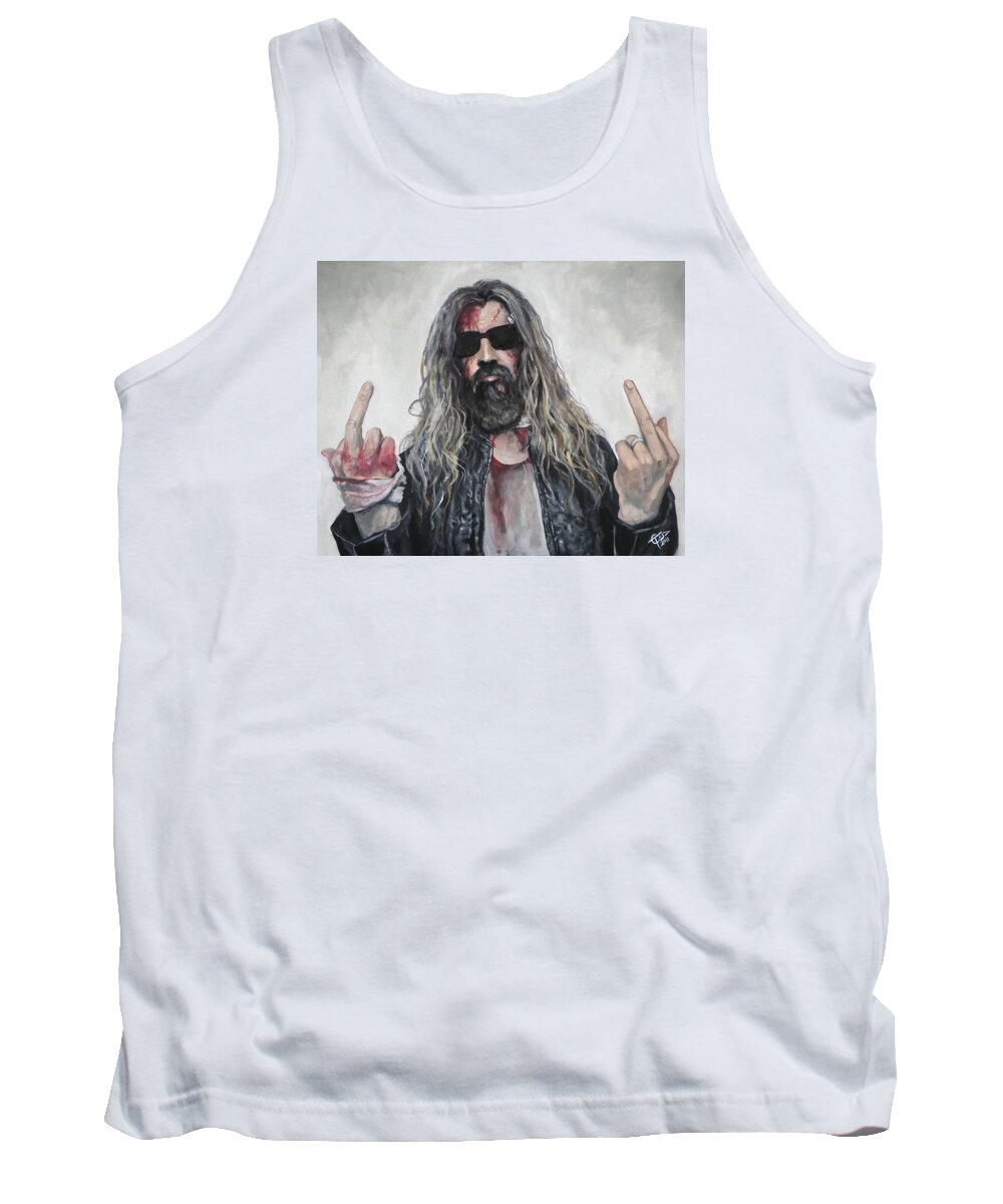 Rob Zombie Tank Top featuring the painting Rob Zombie by Tom Carlton