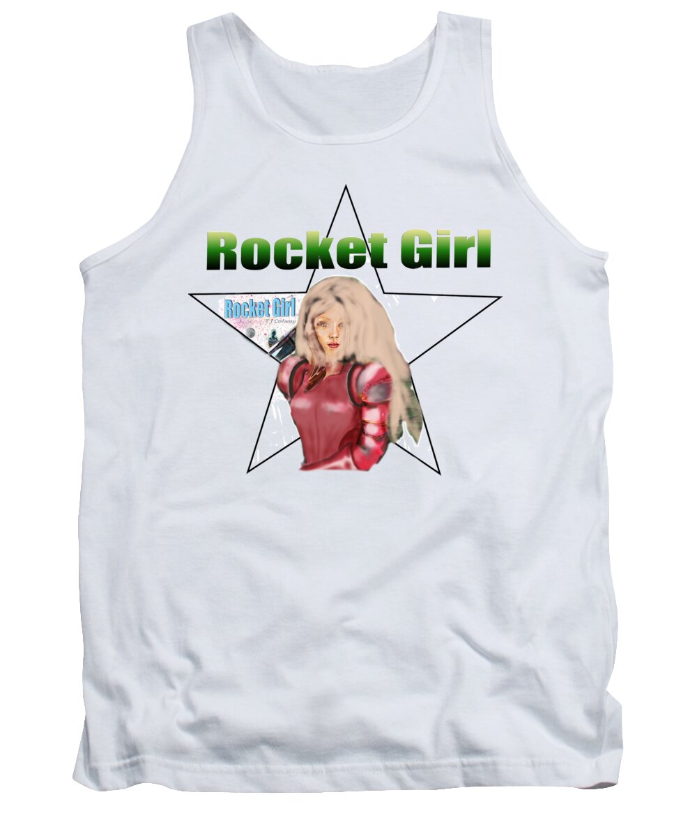 Rocket Tank Top featuring the painting Rocket Girl by Tom Conway