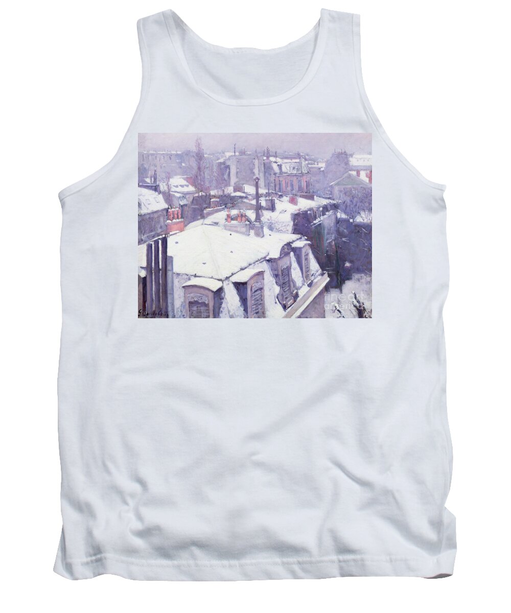Snow Tank Top featuring the painting Roofs under Snow by Gustave Caillebotte