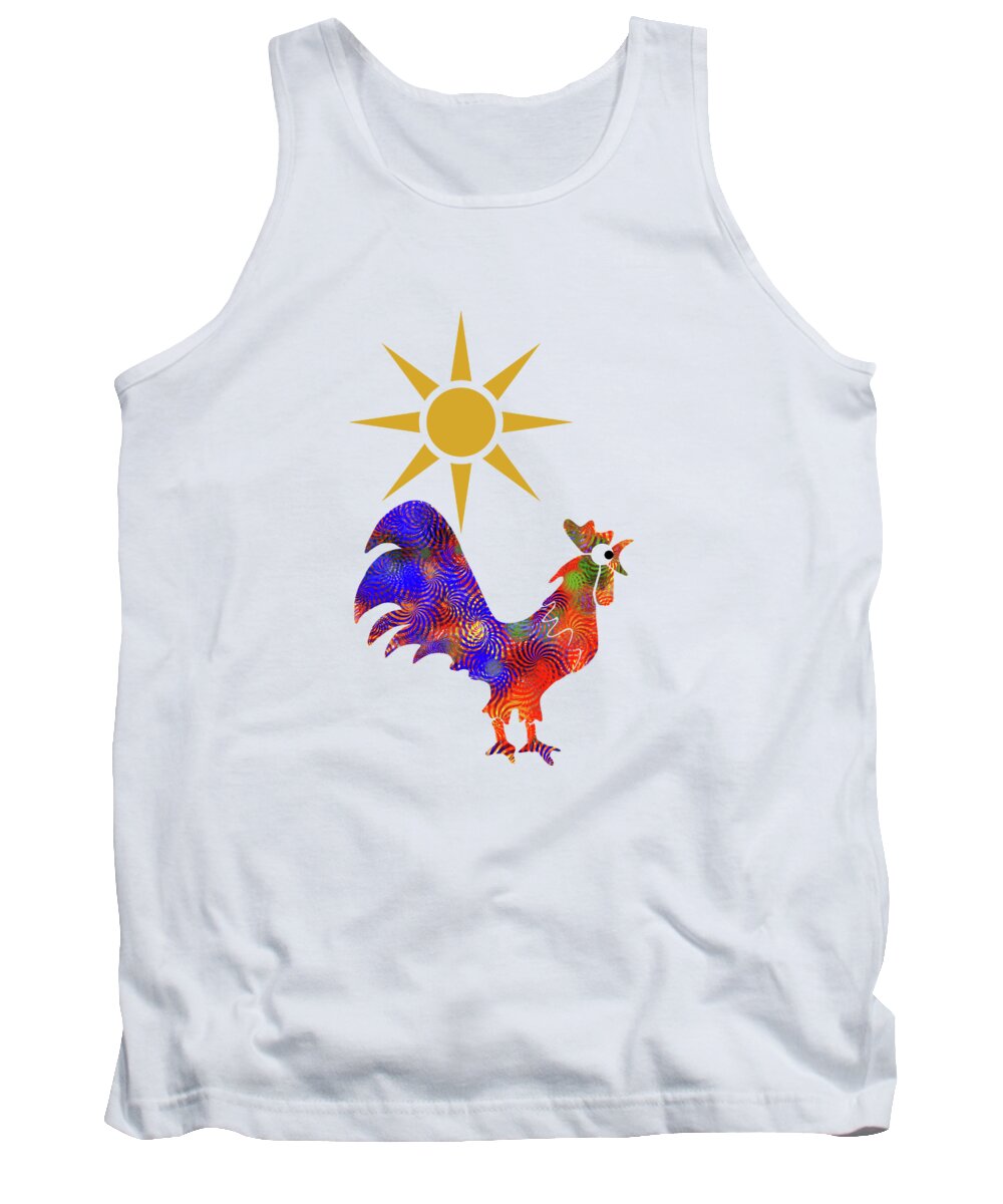 Rooster Pattern Tank Top featuring the mixed media Rooster Pattern by Christina Rollo