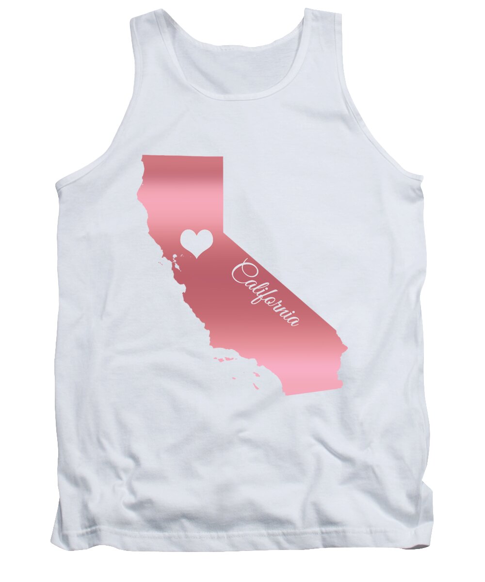 Rose Gold Tank Top featuring the digital art Rose Gold California Heart by Leah McPhail