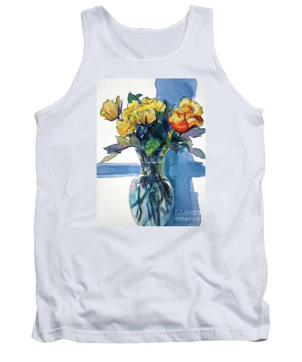 Paintings Tank Top featuring the painting Roses in Vase Still Life I by Kathy Braud