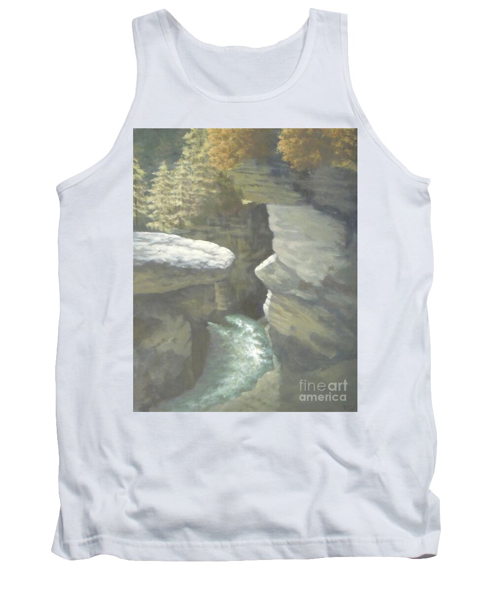 Appalachian Mountains Tank Top featuring the painting Rushing River by Phyllis Andrews