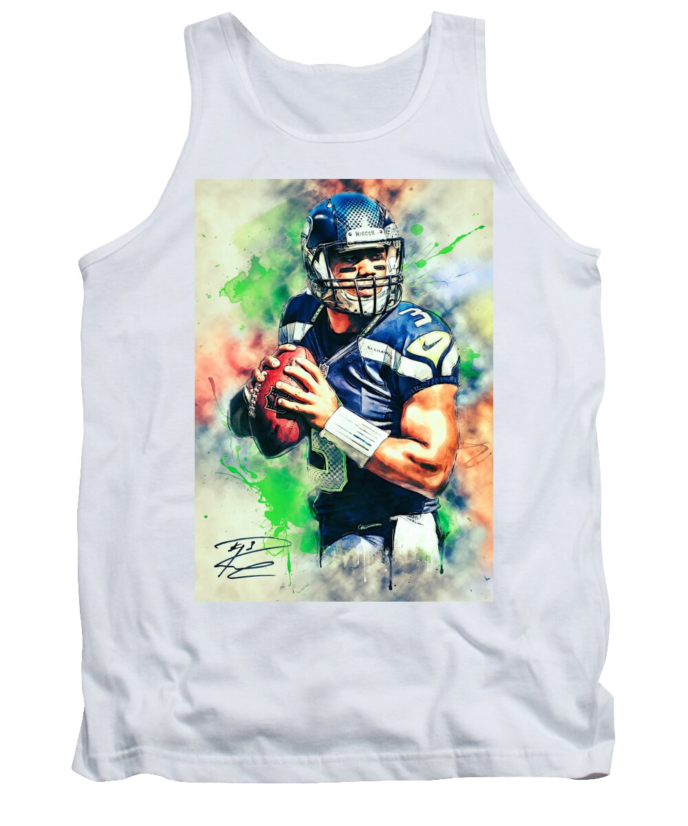 Russell Wilson Tank Top featuring the painting Russell Wilson by Hoolst Design