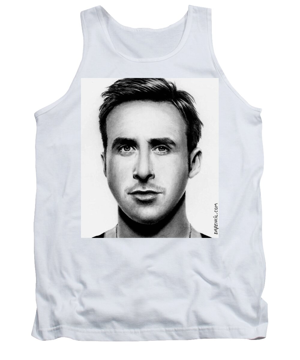 Ryan Gosling Tank Top featuring the drawing Ryan Gosling by Rick Fortson