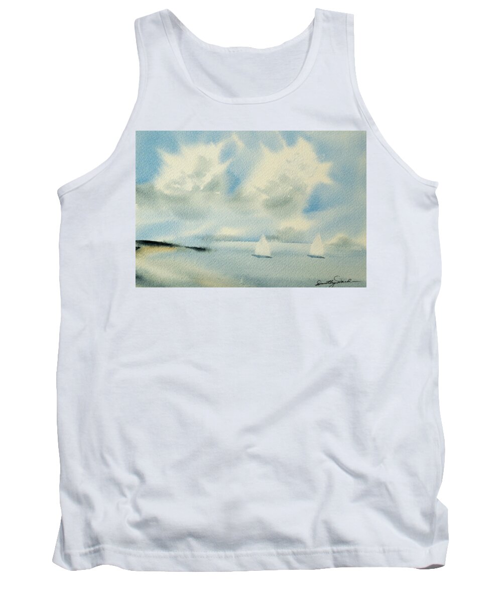 Bay Tank Top featuring the painting Sailing into A Calm Anchorage by Dorothy Darden
