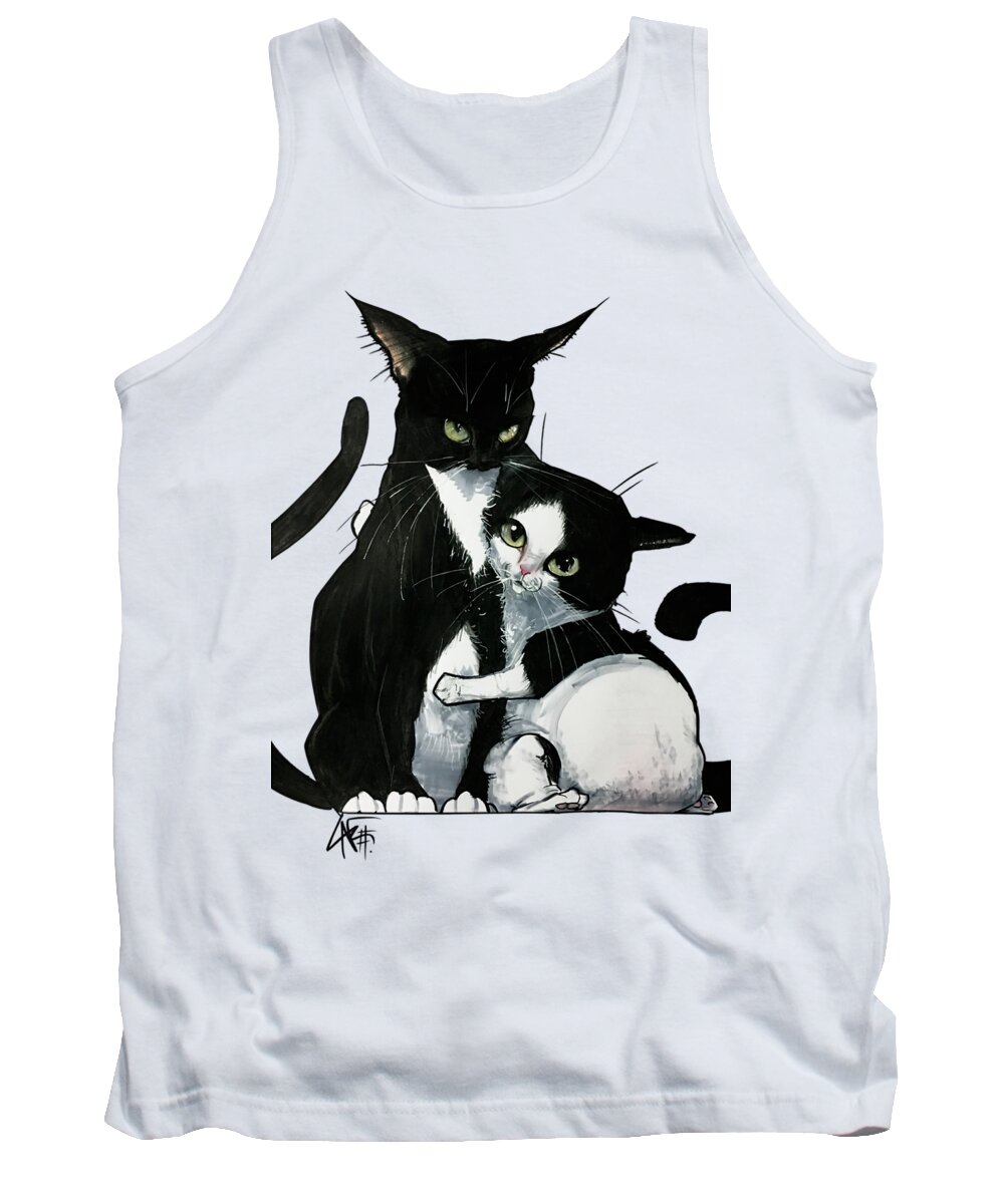 Pet Portrait Tank Top featuring the drawing Salanco 7-1496 by Canine Caricatures By John LaFree