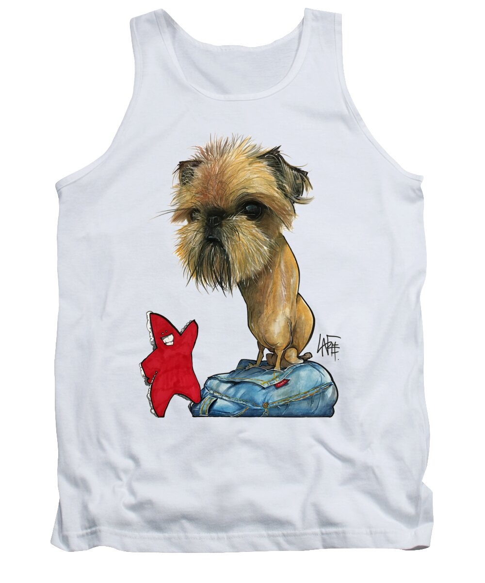 Brussels Griffon Tank Top featuring the drawing Salavarria 3149 by Canine Caricatures By John LaFree