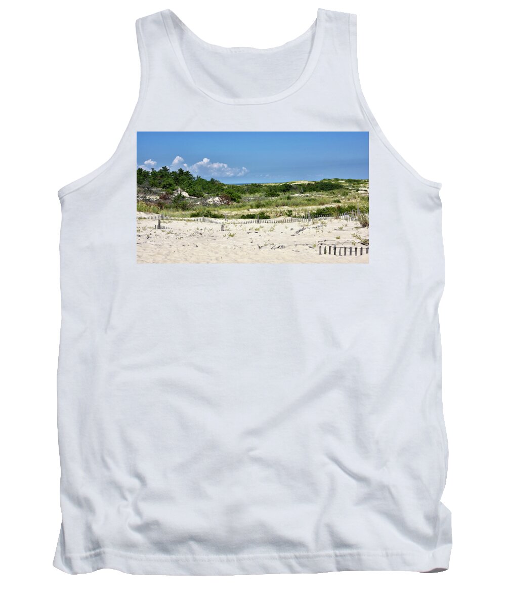 Sand Dune Tank Top featuring the photograph Sand Dune in Cape Henlopen State Park - Delaware by Brendan Reals