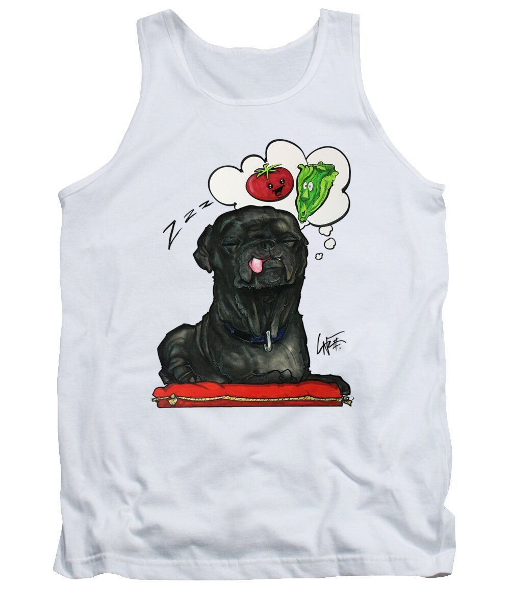 Pug Tank Top featuring the drawing Scariano 3833 by Canine Caricatures By John LaFree