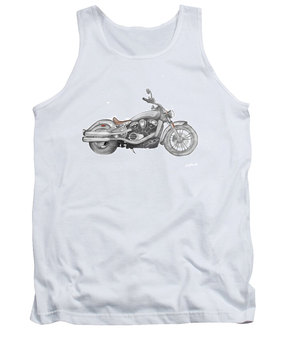 Indian Motorcycle Tank Top featuring the drawing Scout 2015 by Terry Frederick