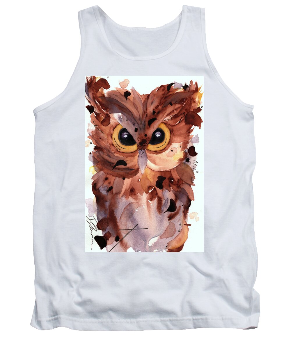 Owl Tank Top featuring the painting Screech Owl by Dawn Derman