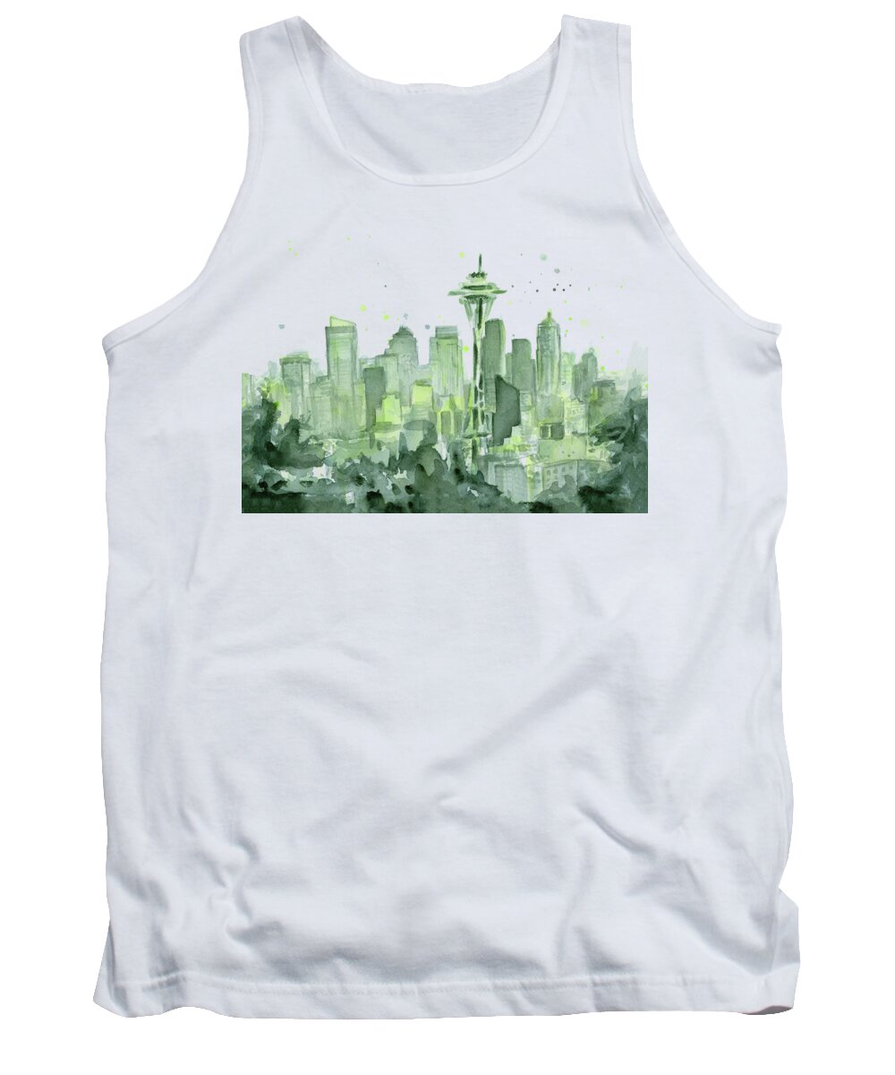 Seattle Tank Top featuring the painting Seattle Watercolor by Olga Shvartsur