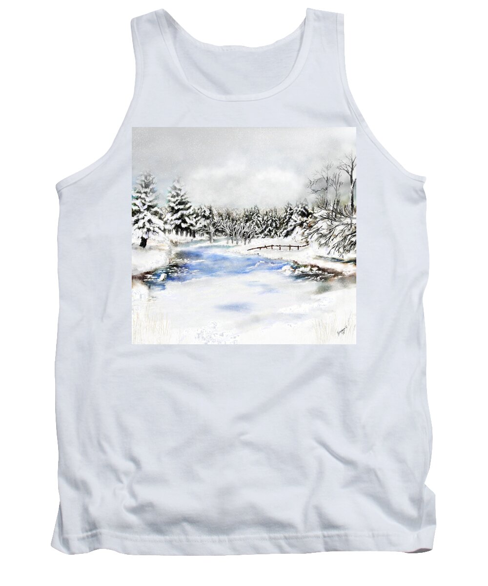 Montana Art Tank Top featuring the painting Seeley Montana Winter by Susan Kinney