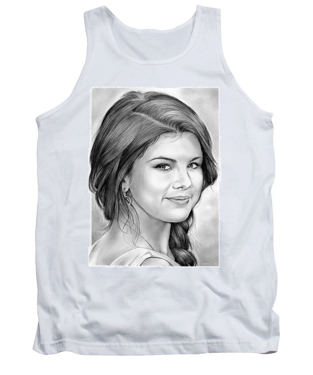 Singer Tank Top featuring the drawing Selena Gomez by Greg Joens