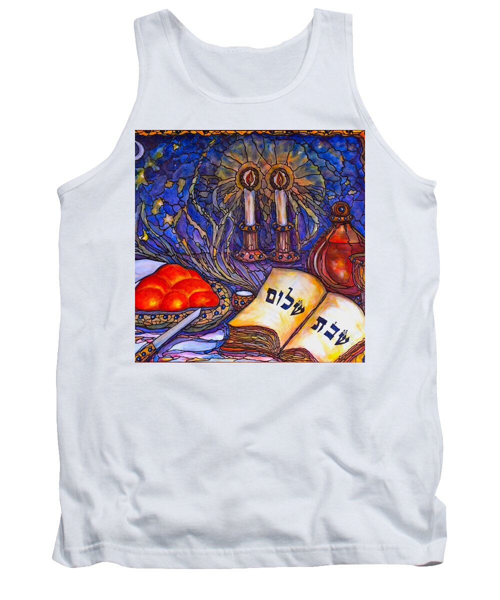 Original Painting Tank Top featuring the painting Shabbat Shalom by Rae Chichilnitsky