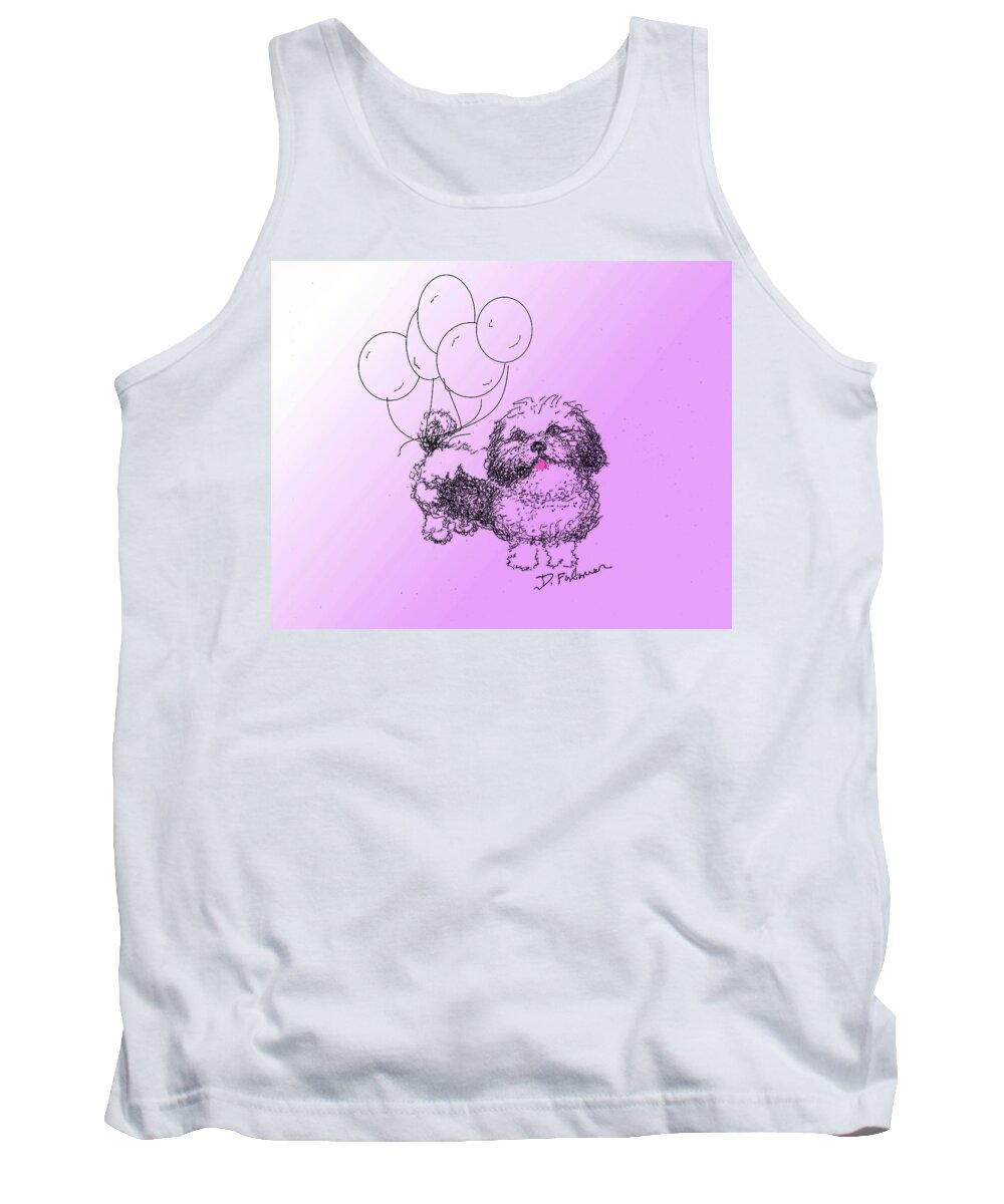 Animal Tank Top featuring the drawing Shih Tzu by Denise F Fulmer