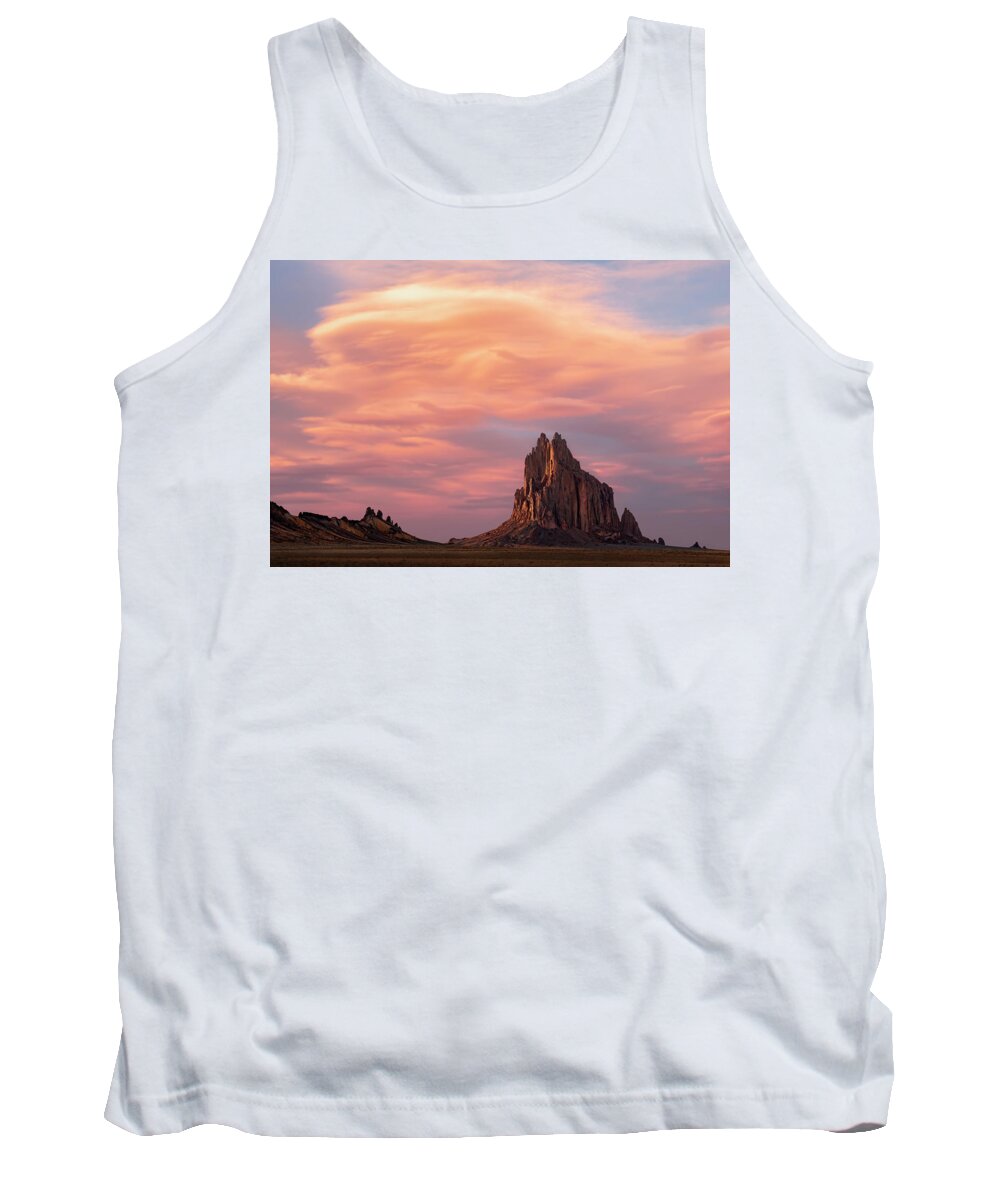 Shiprock Pinnacle Tank Top featuring the photograph Shiprock at Sunset by Angela Moyer