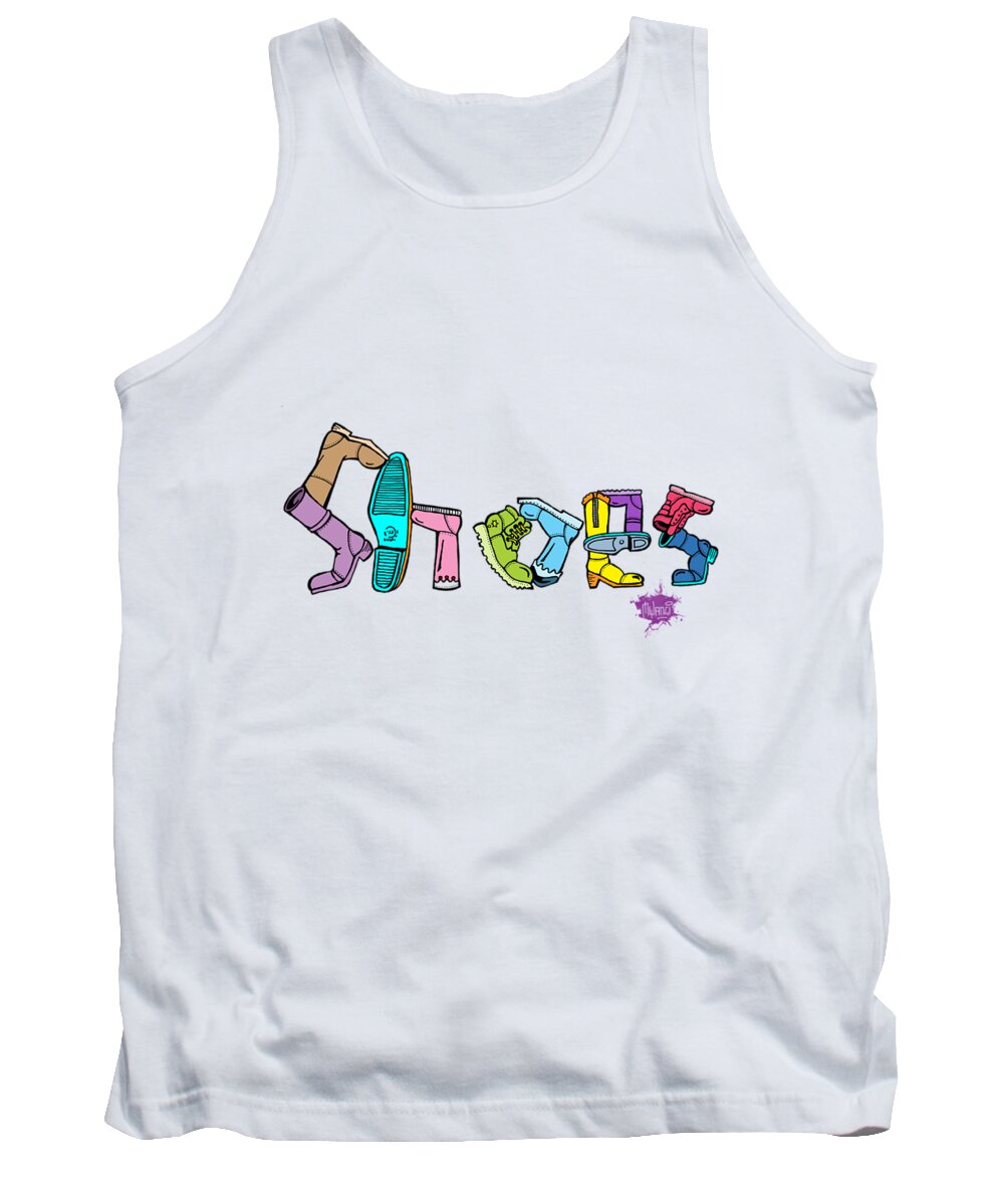 Illustration Tank Top featuring the drawing Shoes by Anthony Mwangi