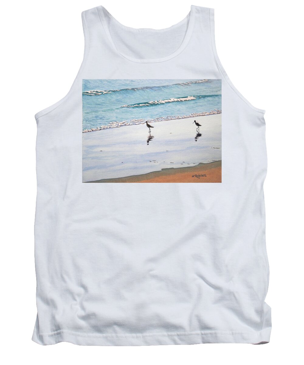 Water Tank Top featuring the painting Shore Birds by Mike Robles