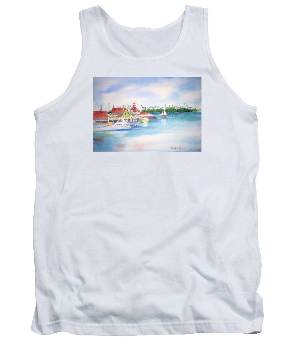 Long Beach Tank Top featuring the painting Shoreline Village by Debbie Lewis