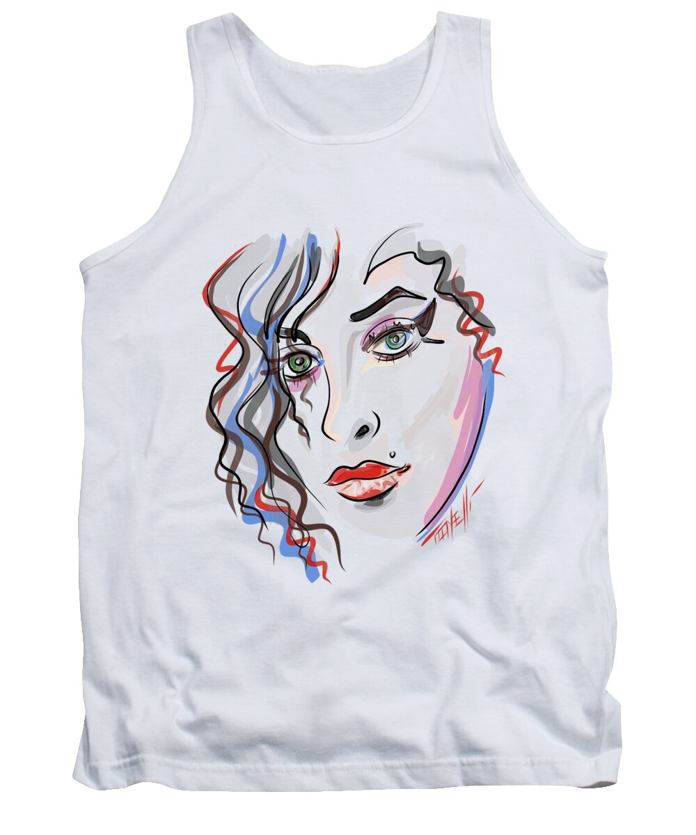 Amy Winehouse Tank Top featuring the digital art Amy Winehouse Simply Amy by Mark Tonelli