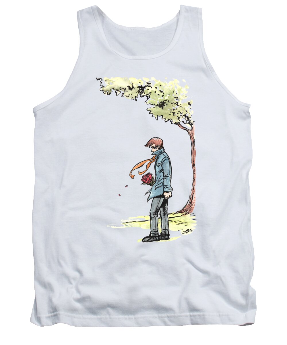 Flowers Tank Top featuring the mixed media The Site Visitor by John Ashton Golden