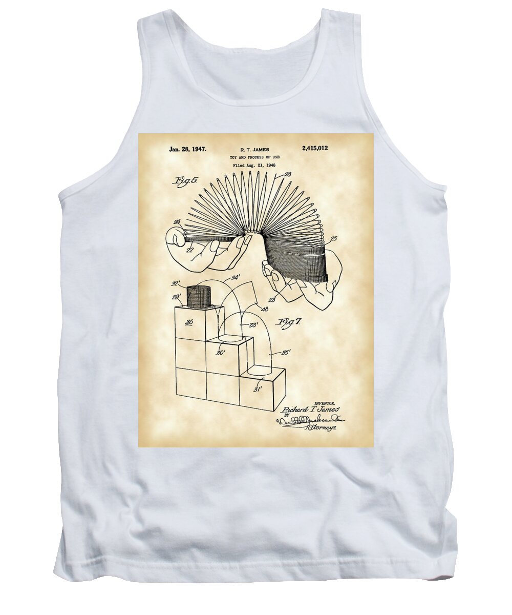 Slinky Tank Top featuring the digital art Slinky Patent 1946 - Vintage by Stephen Younts