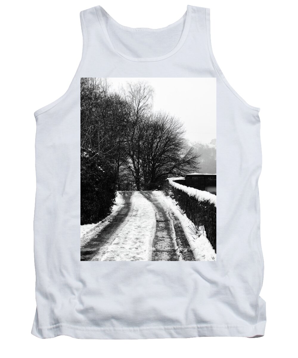 Snow Tank Top featuring the photograph Snow on the road by Philip Openshaw