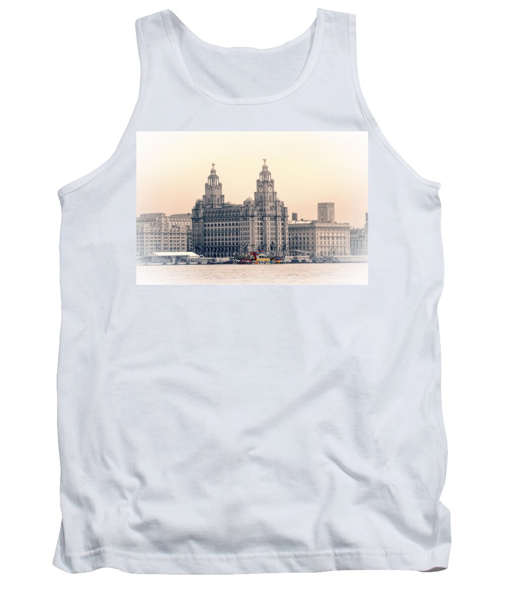 Pier Tank Top featuring the photograph Snowdrop Dazzles in front of the Liverbirds by Spikey Mouse Photography