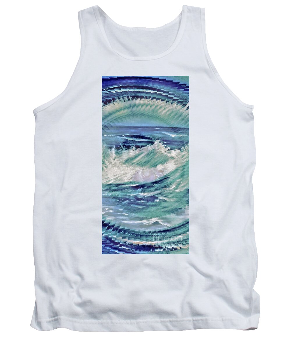 Wave Tank Top featuring the digital art Splash by Tracey Lee Cassin