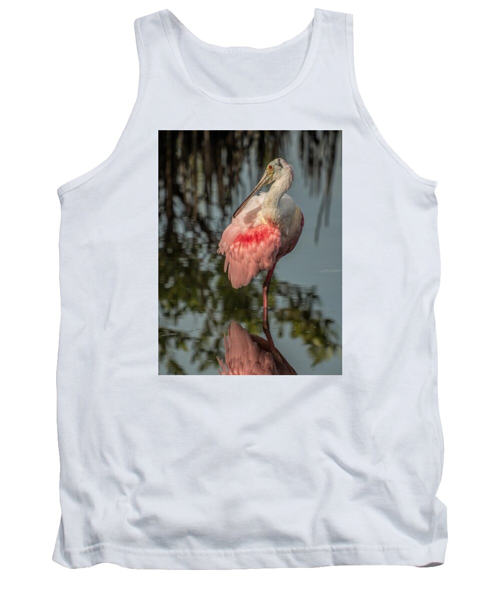 Spoonbill Tank Top featuring the photograph Spoonbill Resting by Dorothy Cunningham
