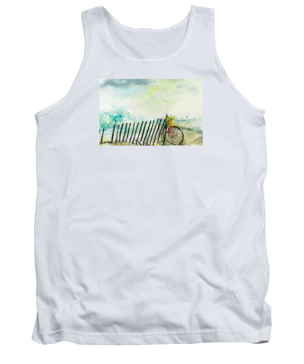 Spring Tank Top featuring the painting Bicycle Ride. Mayflower storm. by Mark Tonelli