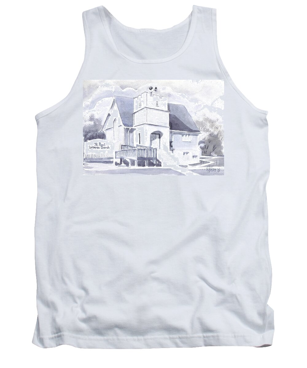 St Paul Lutheran Church 2 Tank Top featuring the painting St. Paul Lutheran Church 2 by Kip DeVore