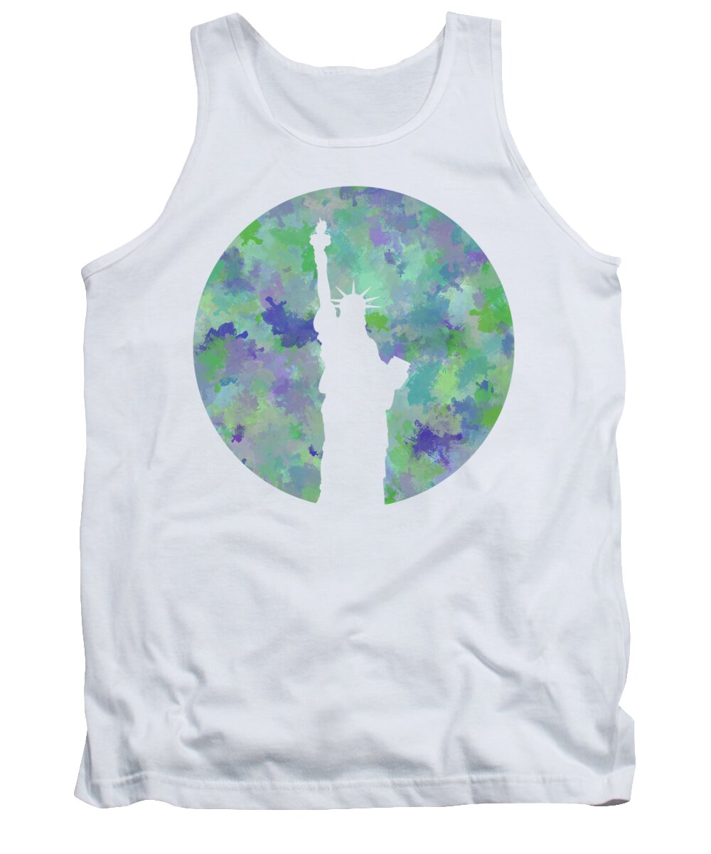 Liberty Tank Top featuring the digital art Statue of Liberty Silhouette by Phil Perkins
