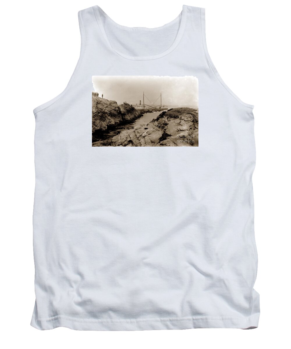 Steam Schooner Tank Top featuring the photograph Steam schooner S S J. B. Stetson, ran aground at Cypress Point, Sep. 1934 by Monterey County Historical Society