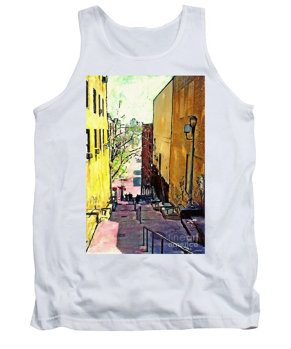 Step Tank Top featuring the mixed media Steps at 187 Street by Sarah Loft