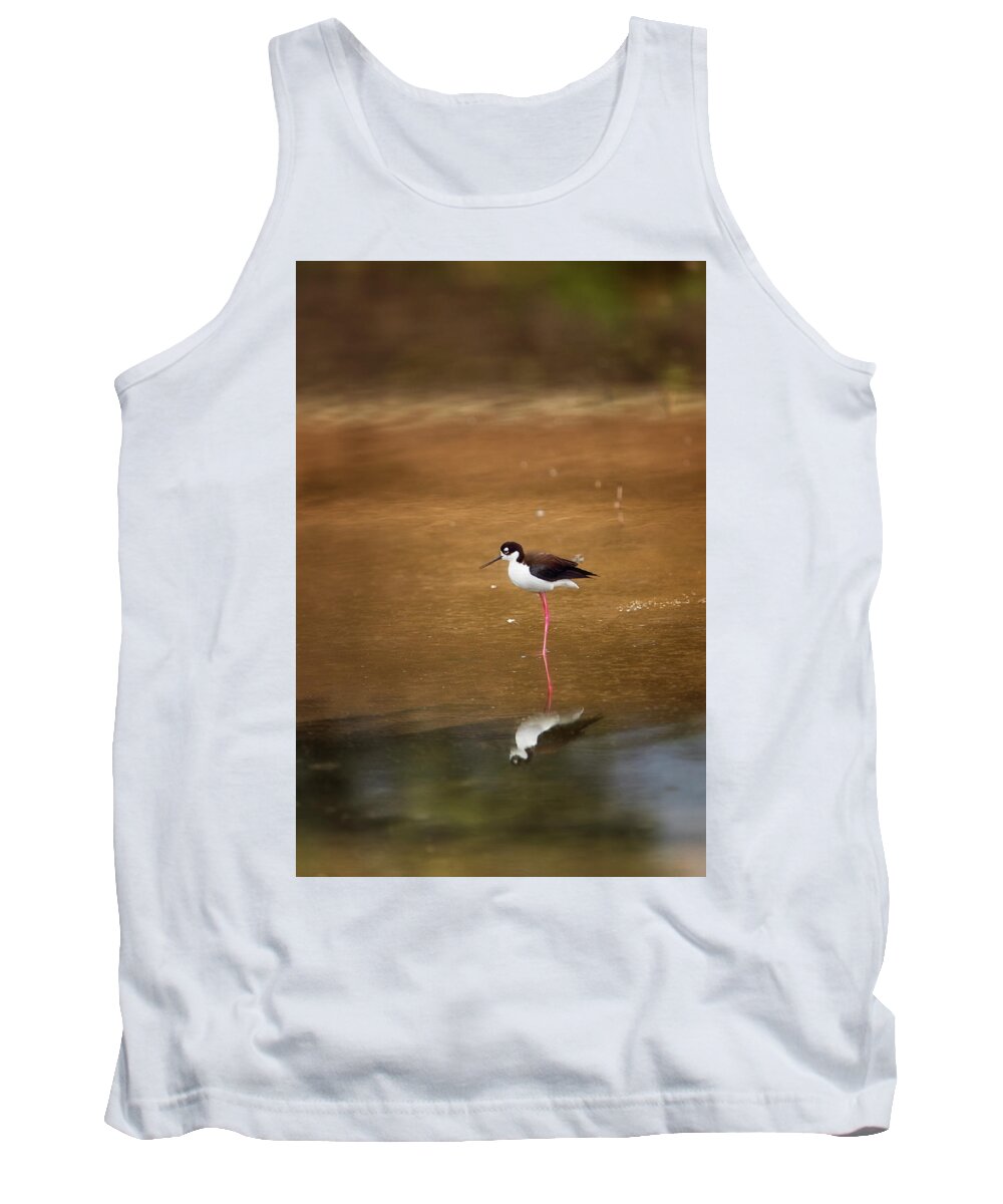 Stilt Tank Top featuring the photograph Stilt and Reflection by Susan Gary