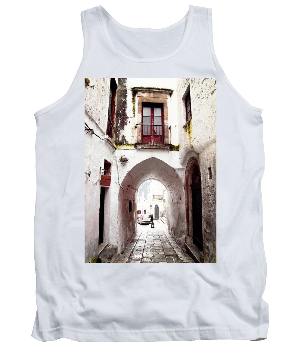 Architecture Tank Top featuring the photograph Streets of Ostuni by Steven Myers