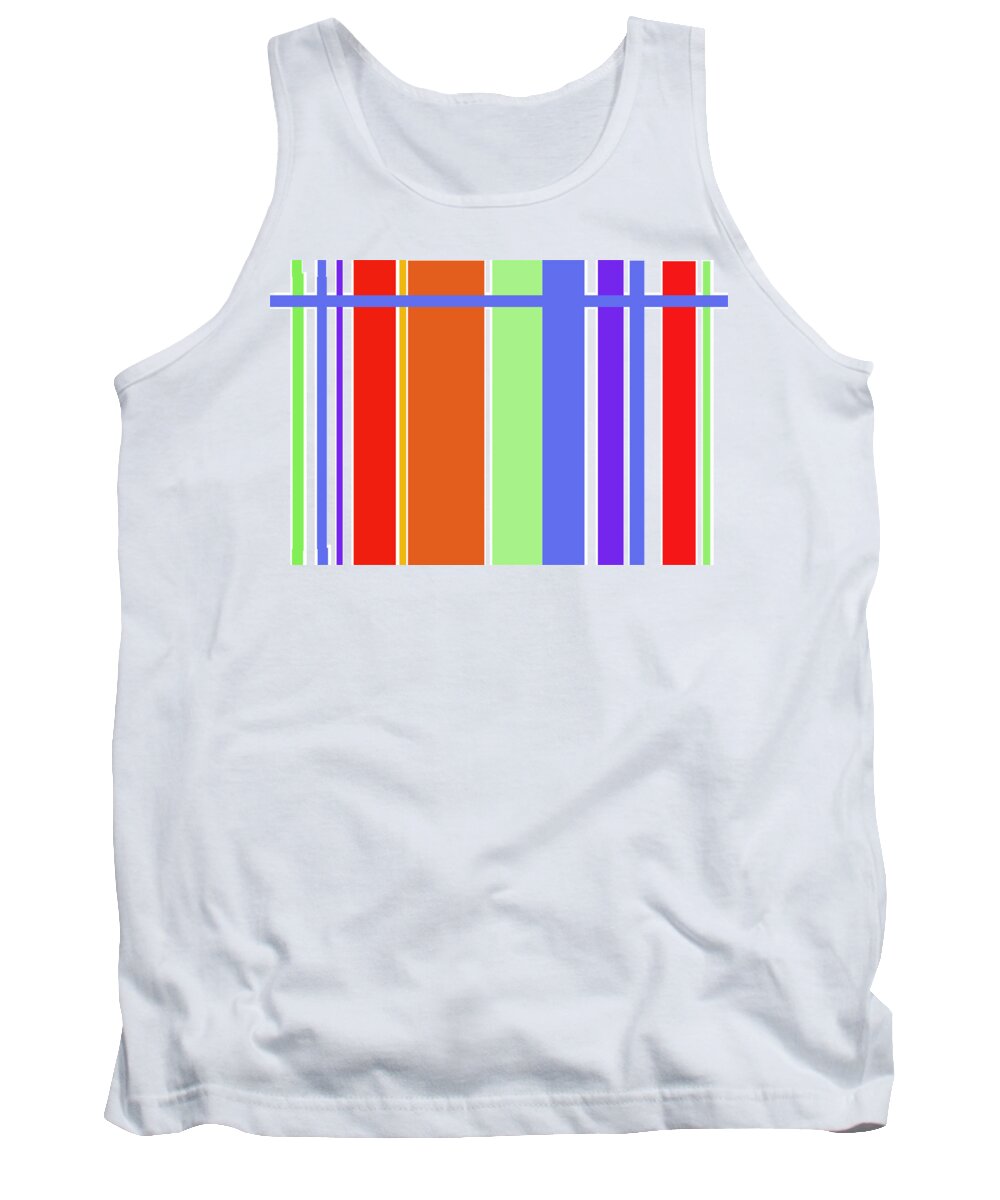 Patterns Abstract Reds Blues Tank Top featuring the digital art Stripes 101 by Suzanne Udell Levinger