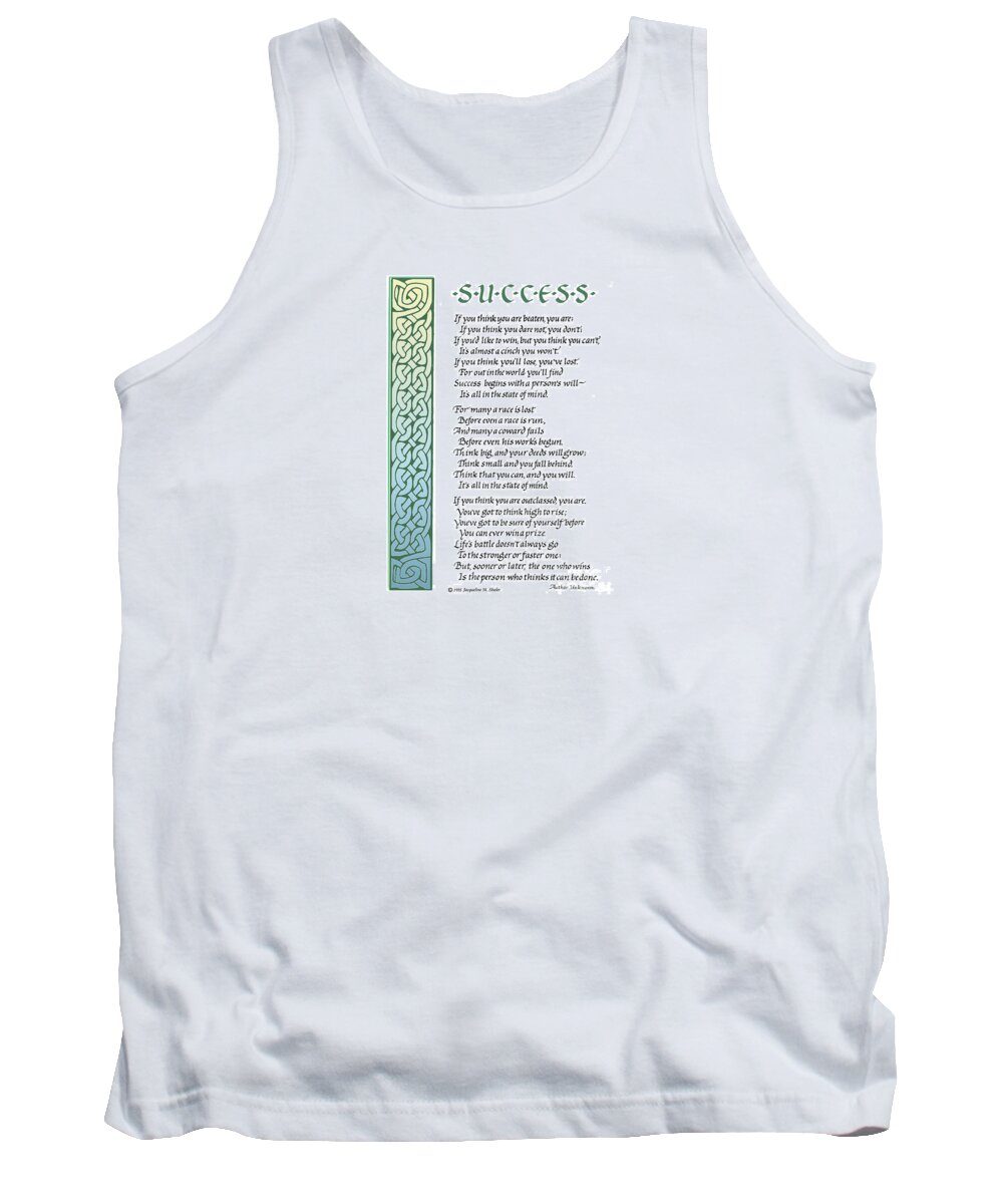 Motivation Tank Top featuring the drawing Success by Jacqueline Shuler