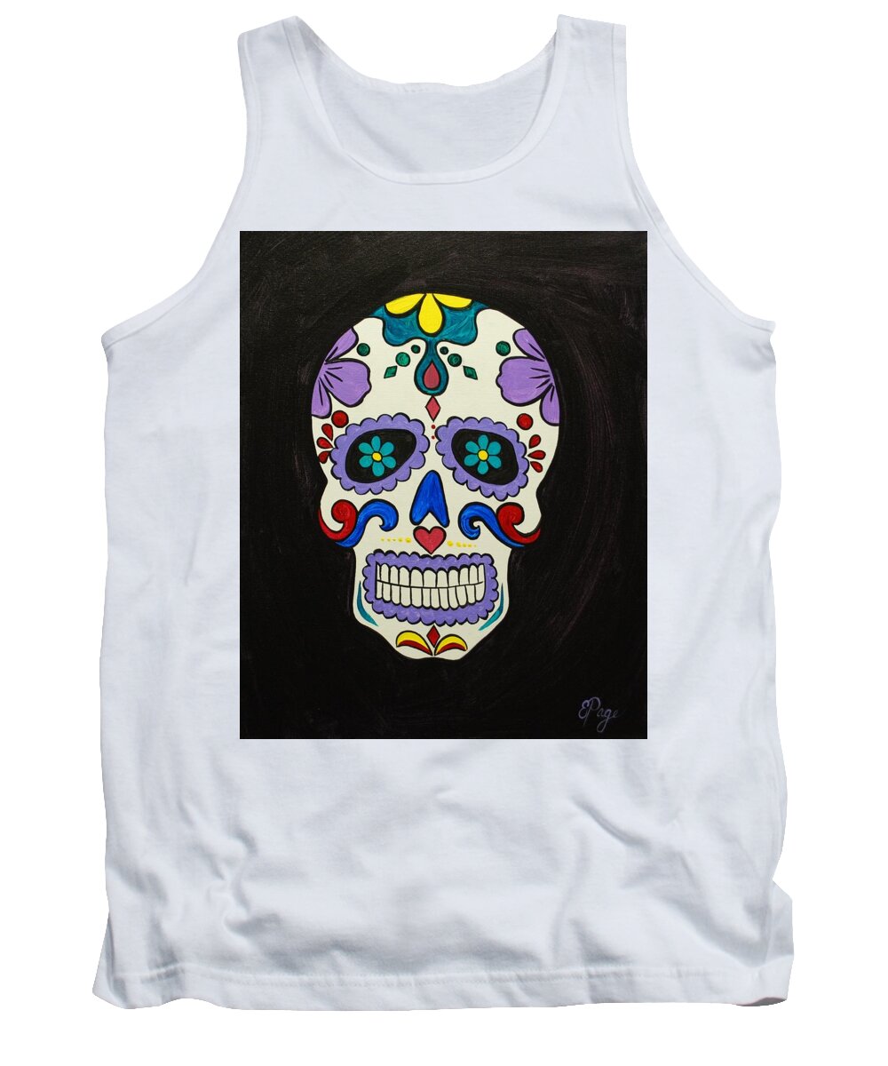 Sugar Skull Tank Top featuring the painting Sugar Skull by Emily Page