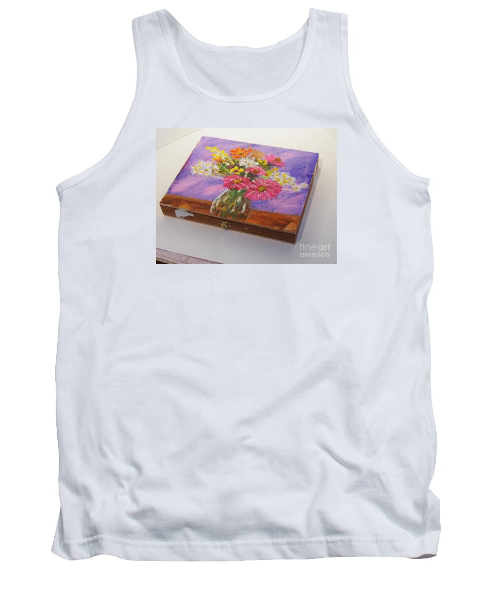 #cigarboxart #cigarbox Tank Top featuring the painting Summer Flowers by Francois Lamothe