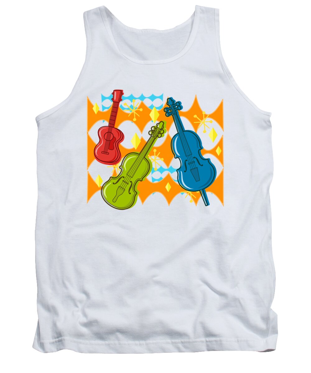 Painting Tank Top featuring the painting Sunny Grappelli String Jazz Trio Composition by Little Bunny Sunshine