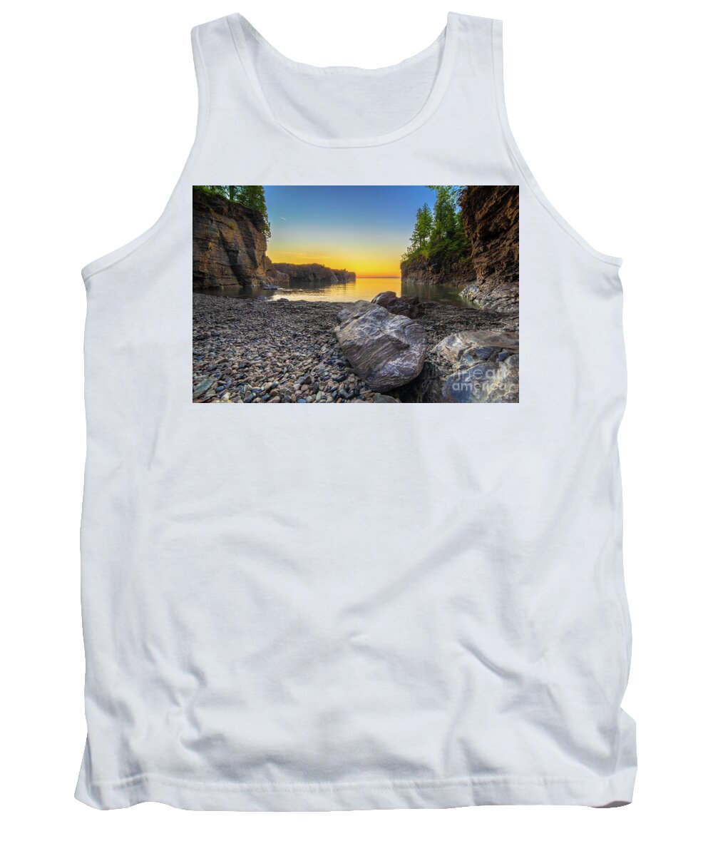 Presque Isle Tank Top featuring the photograph Sunset Black Rocks Marquette Michigan -7631 by Norris Seward