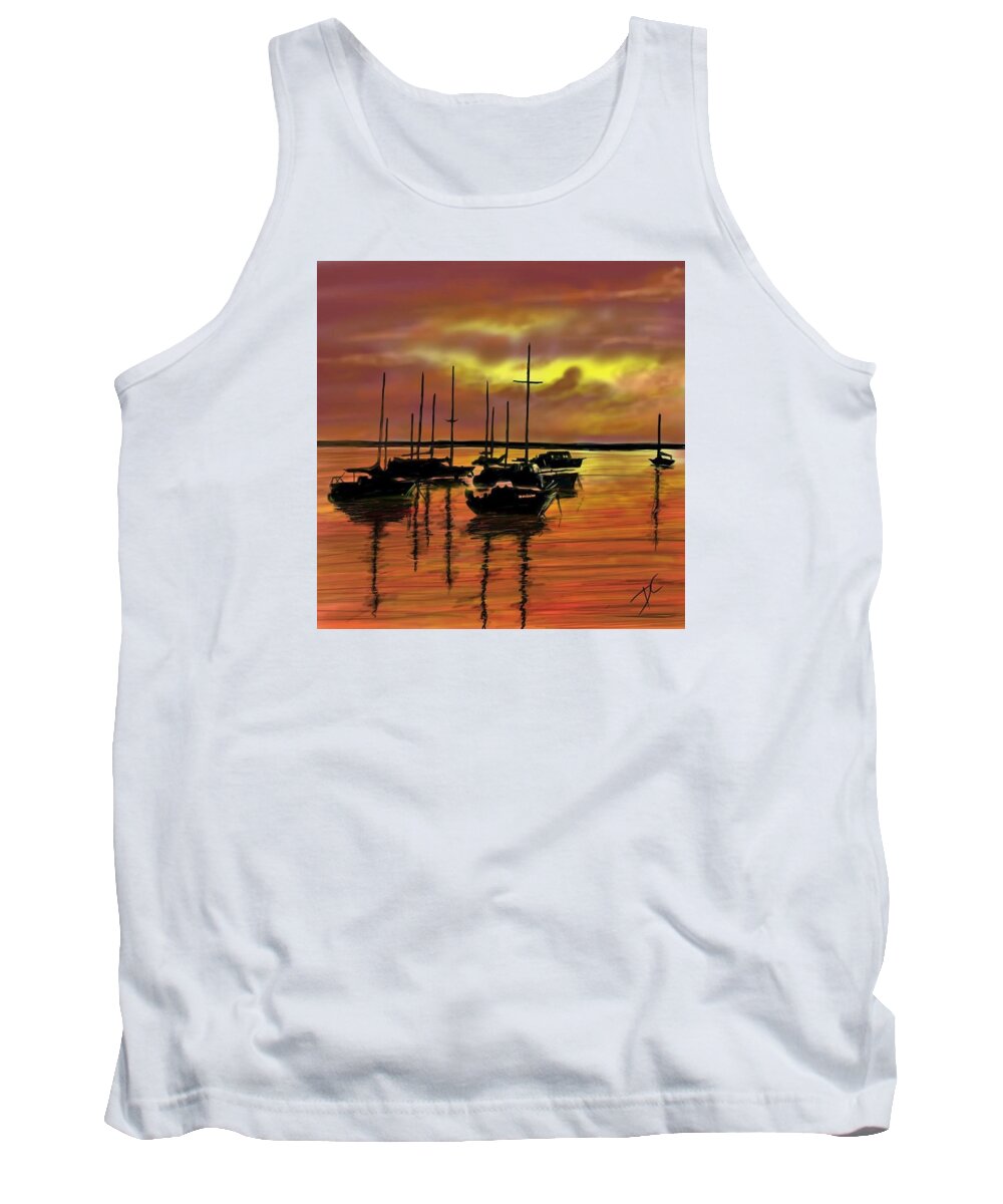 Water Tank Top featuring the digital art Sunset by Darren Cannell